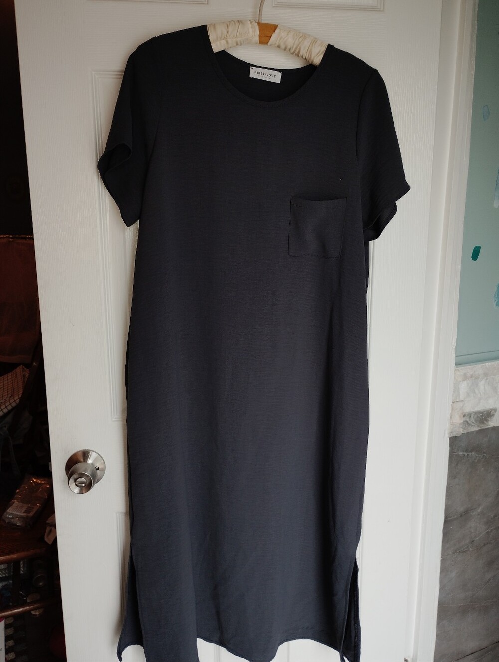 Everyday Charcoal Grey Pocket T-Shirt Dress First Love By Lovely Nwot Size Large